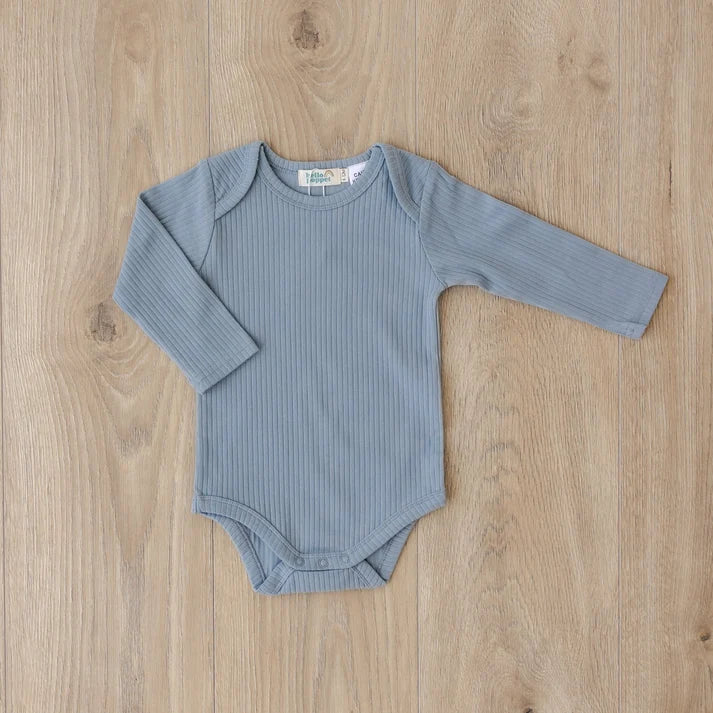 Hello Poppett Original Longsleeved Ribbed Bodysuit | Duck Egg