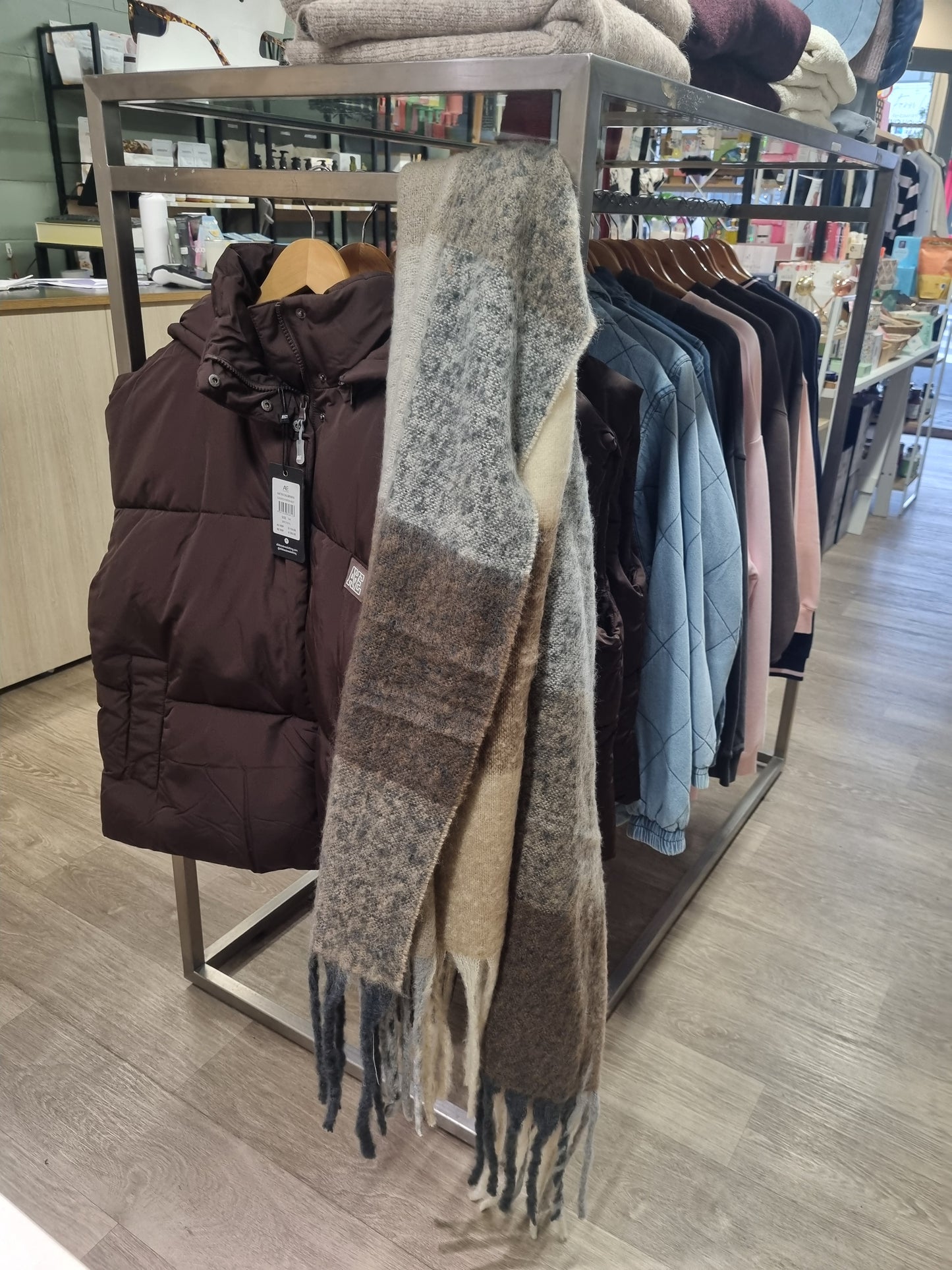 Free Spirit Harvest Check Scarf | Almond