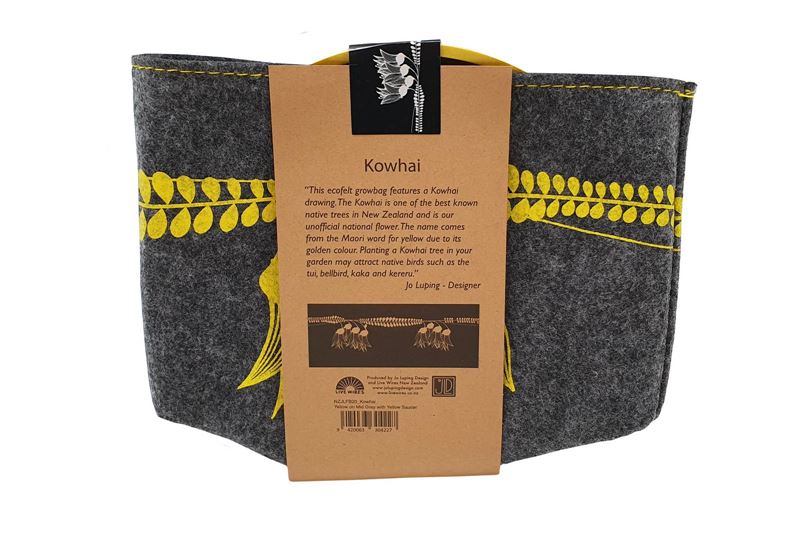 Jo Luping Design - Kowhai Yellow On Mid Grey | Ecofelt Growbag