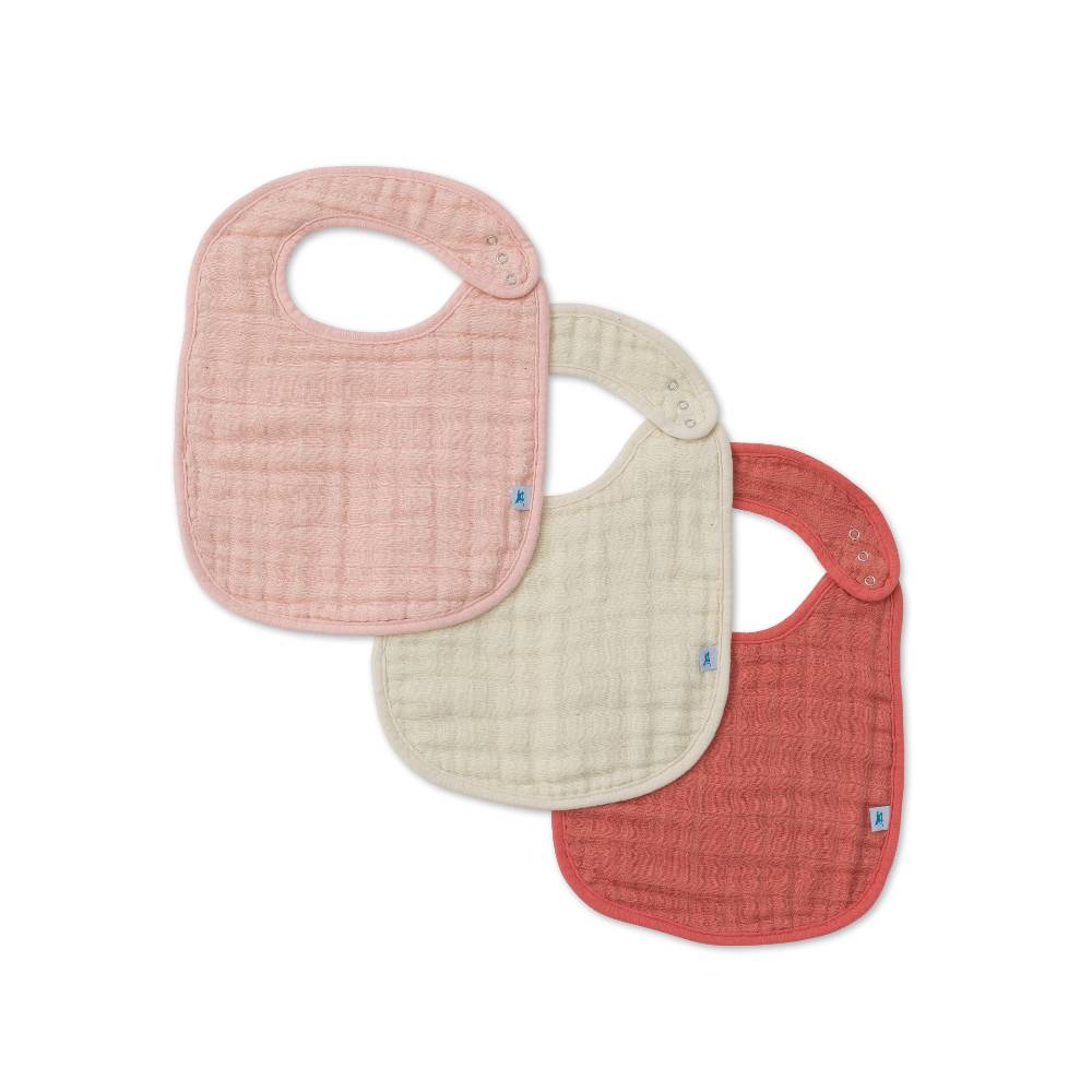 Little Unicorn Muslin Classic Bib 3 Pack | Rose Petal