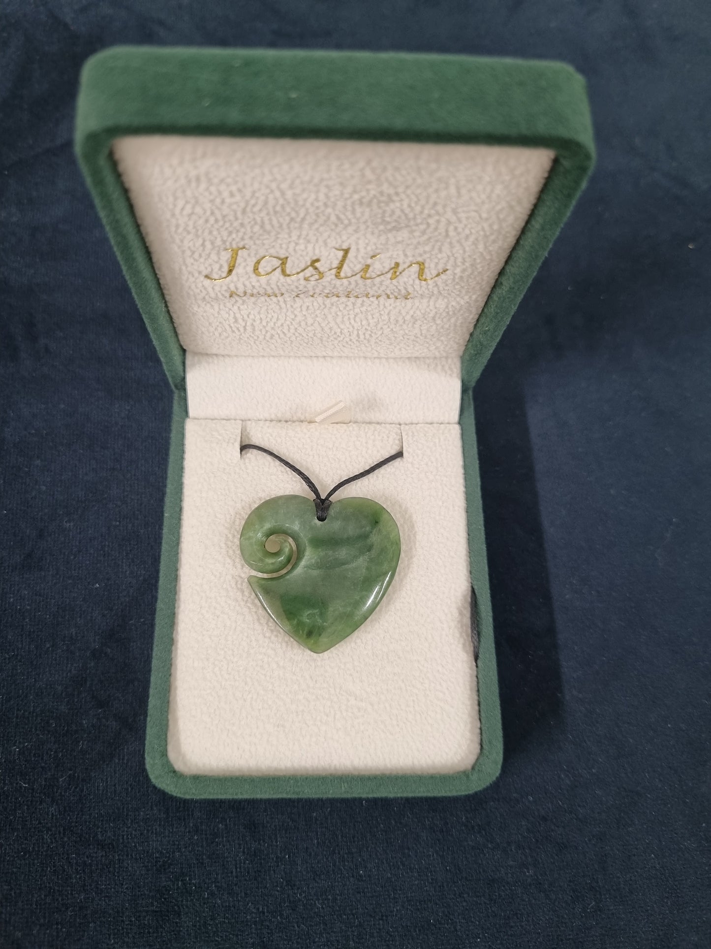 Jaslin Greenstone - Heart Koru Necklace 30mm