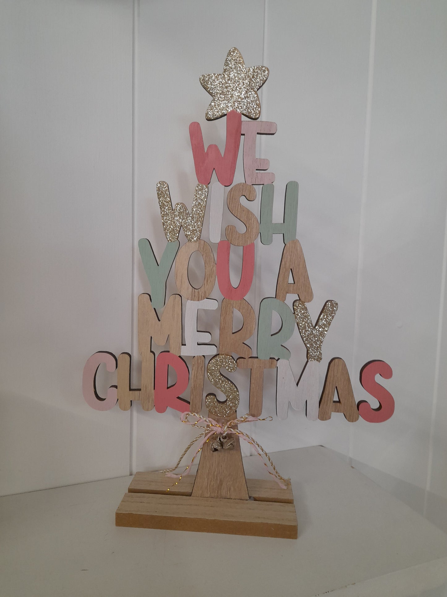 We Wish You a Merry Christmas Standing Wooden Tree