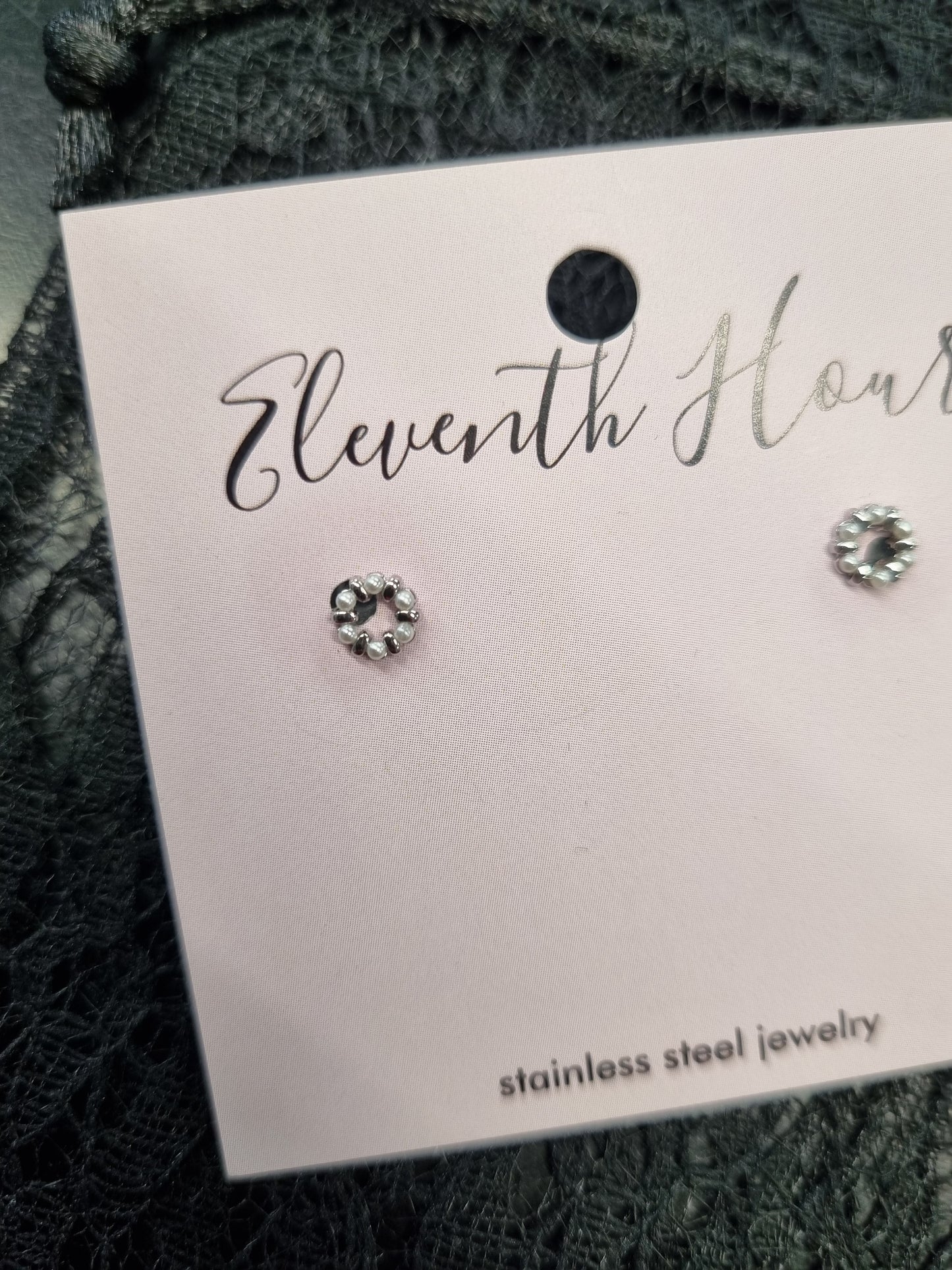 Eleventh Hour Tiny Pearl Circle Stud Earrings | Silver