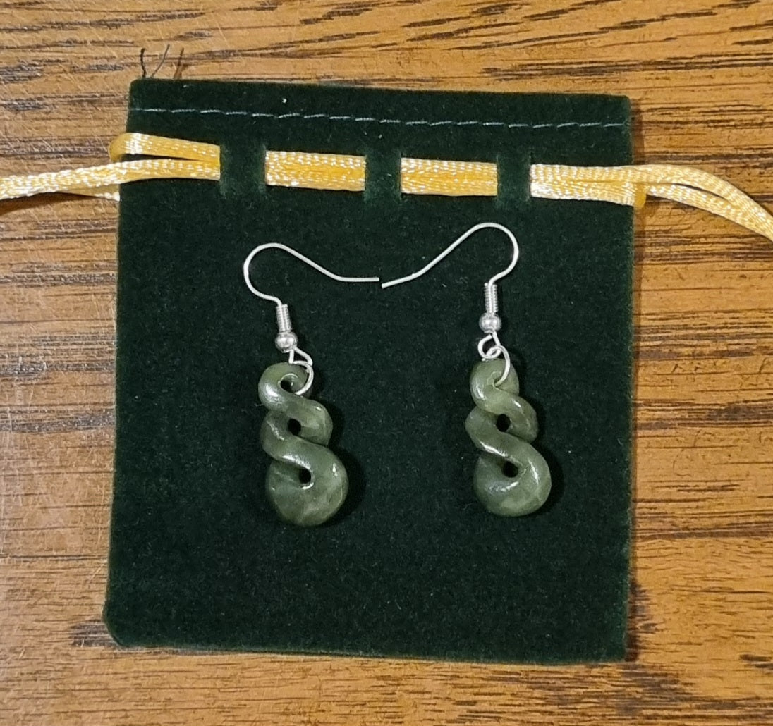 Jaslin Greenstone - Double Twist Earrings