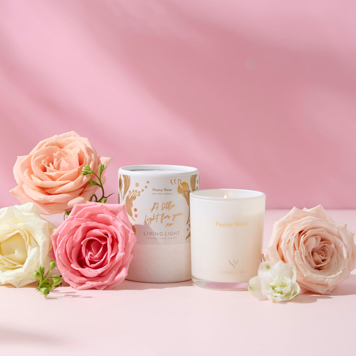 Living Light Soy Candle - A Little Light Light For You - Peony Rose