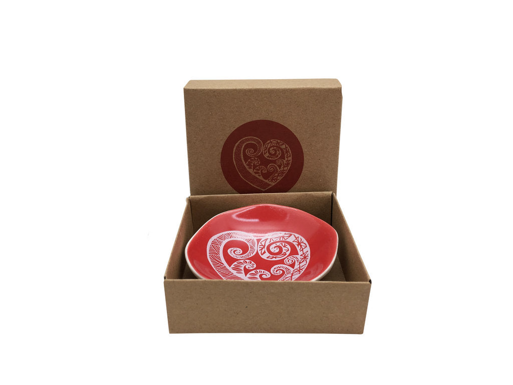 Jo Luping Design - White Aroha On Red | 7cm Porcelain Bowl