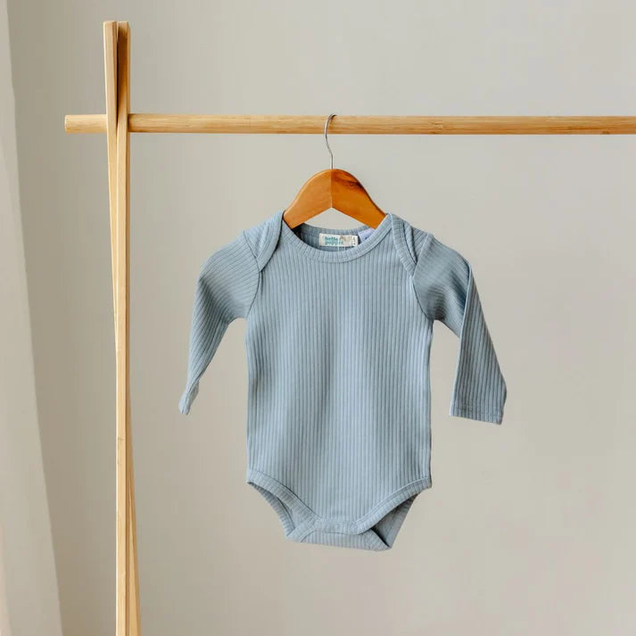 Hello Poppett Original Longsleeved Ribbed Bodysuit | Duck Egg