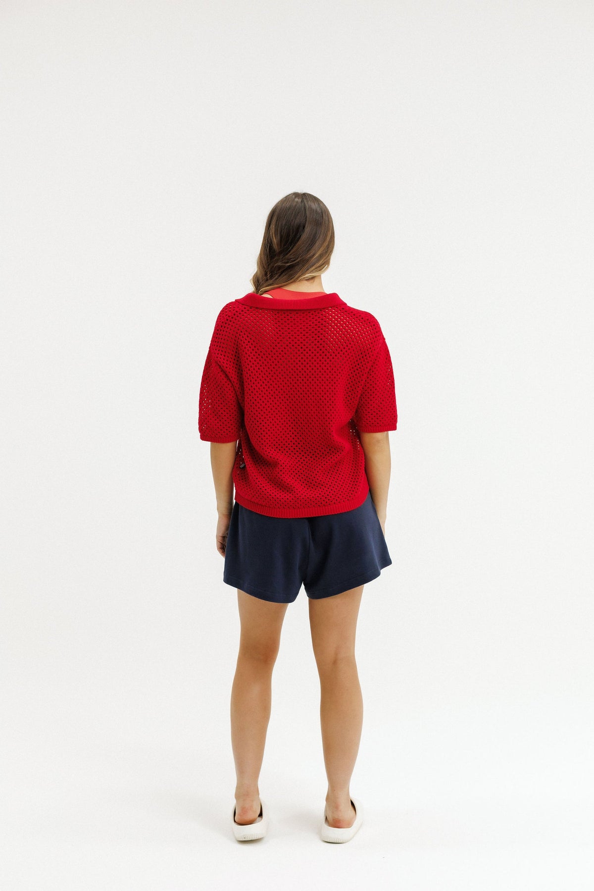 Rose Road Knit Polo | Cherry Red
