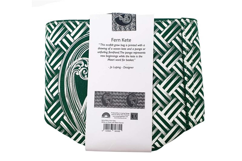 Jo Luping Design - Fern Kete White On Green | Ecofelt Growbag
