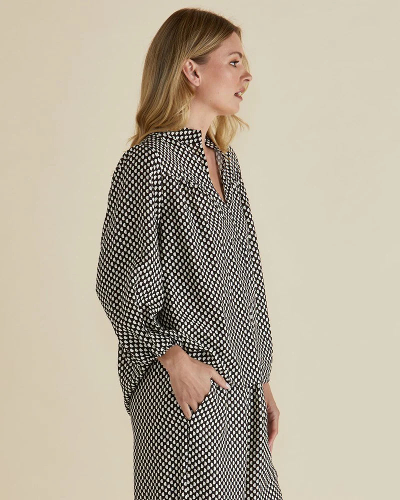 Betty Basics Apollo Blouse | Chocolate Print
