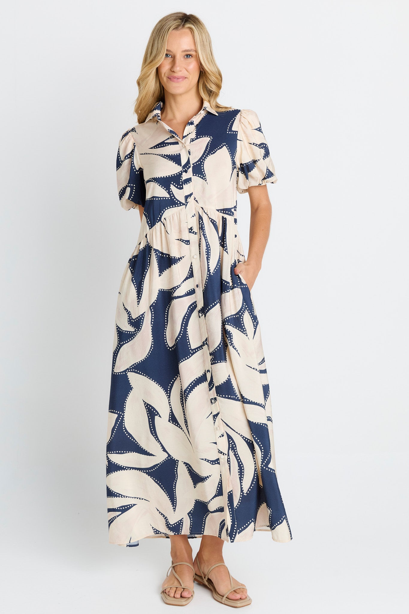 Betty Basics Nova Shirt Dress | Navy Floral Print