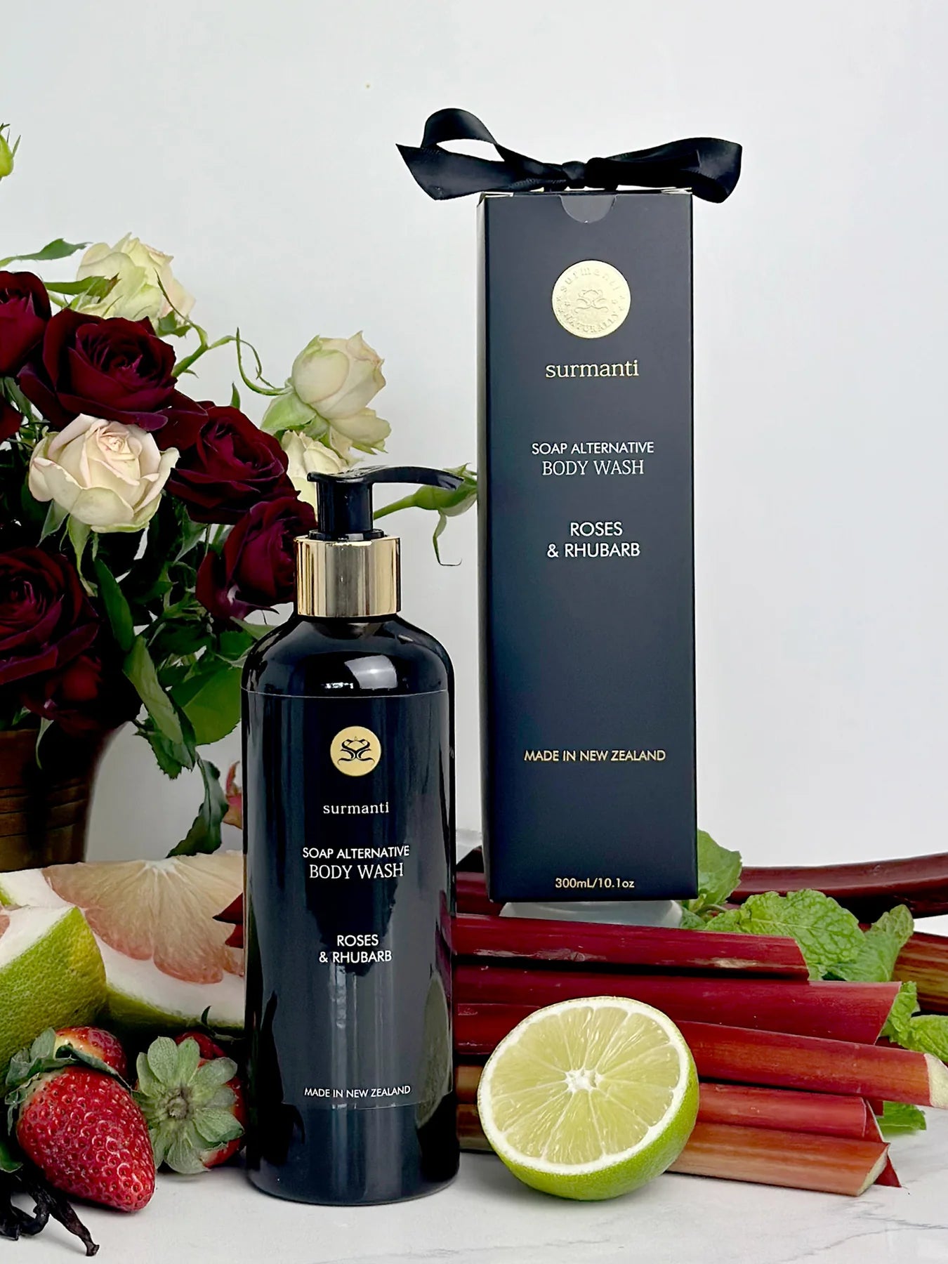 Surmanti Body Wash Soap Alternative - Roses & Rhubarb