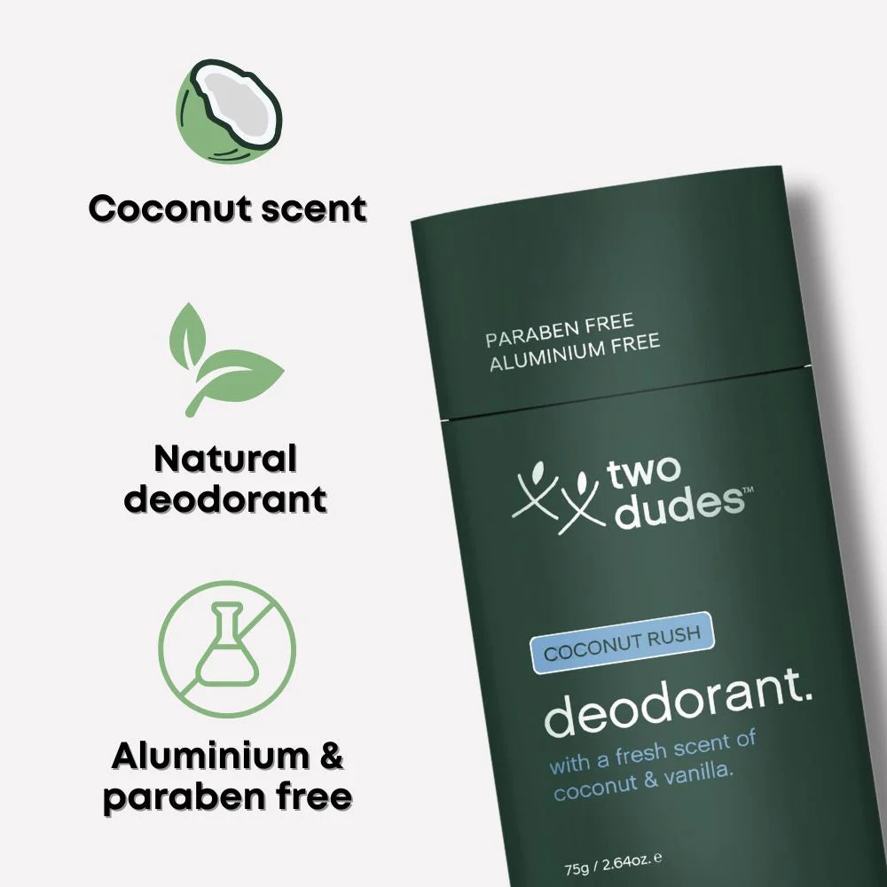 Two Dudes Men's Aluminium Free Deodorant | Coconut Rush