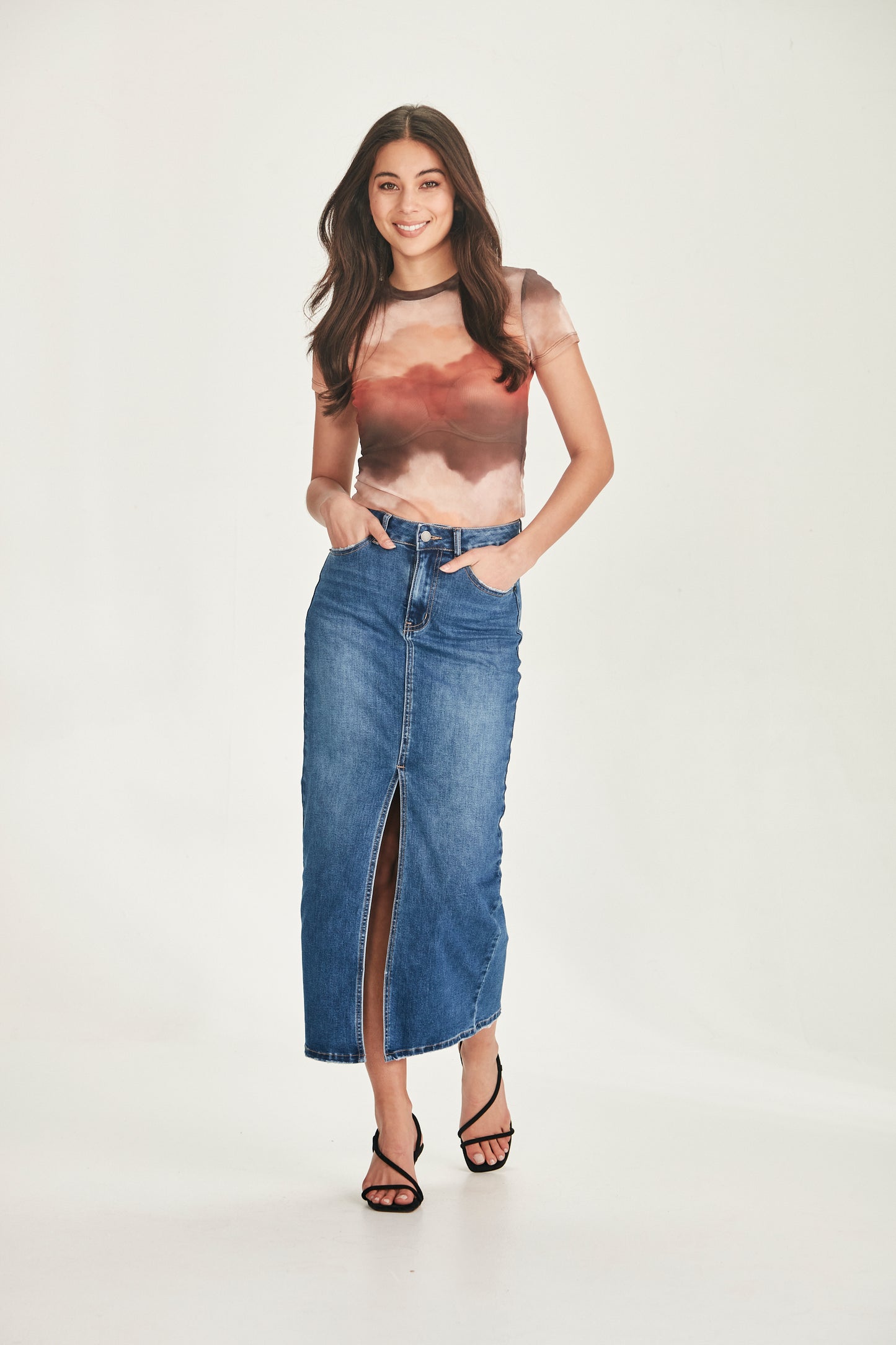 Junkfood Hazel Long Skirt - Blue