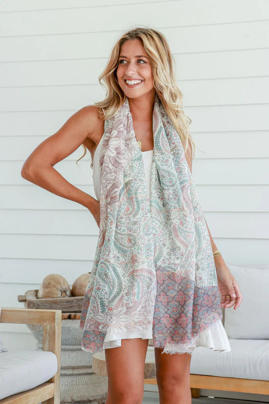 Free Spirit Australia Whisper Scarf | Natural Paisley