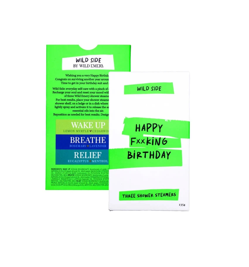 Wild Emery Cheeky Shower Steamer Pack of 3 | HAPPY F**KING BIRTHDAY