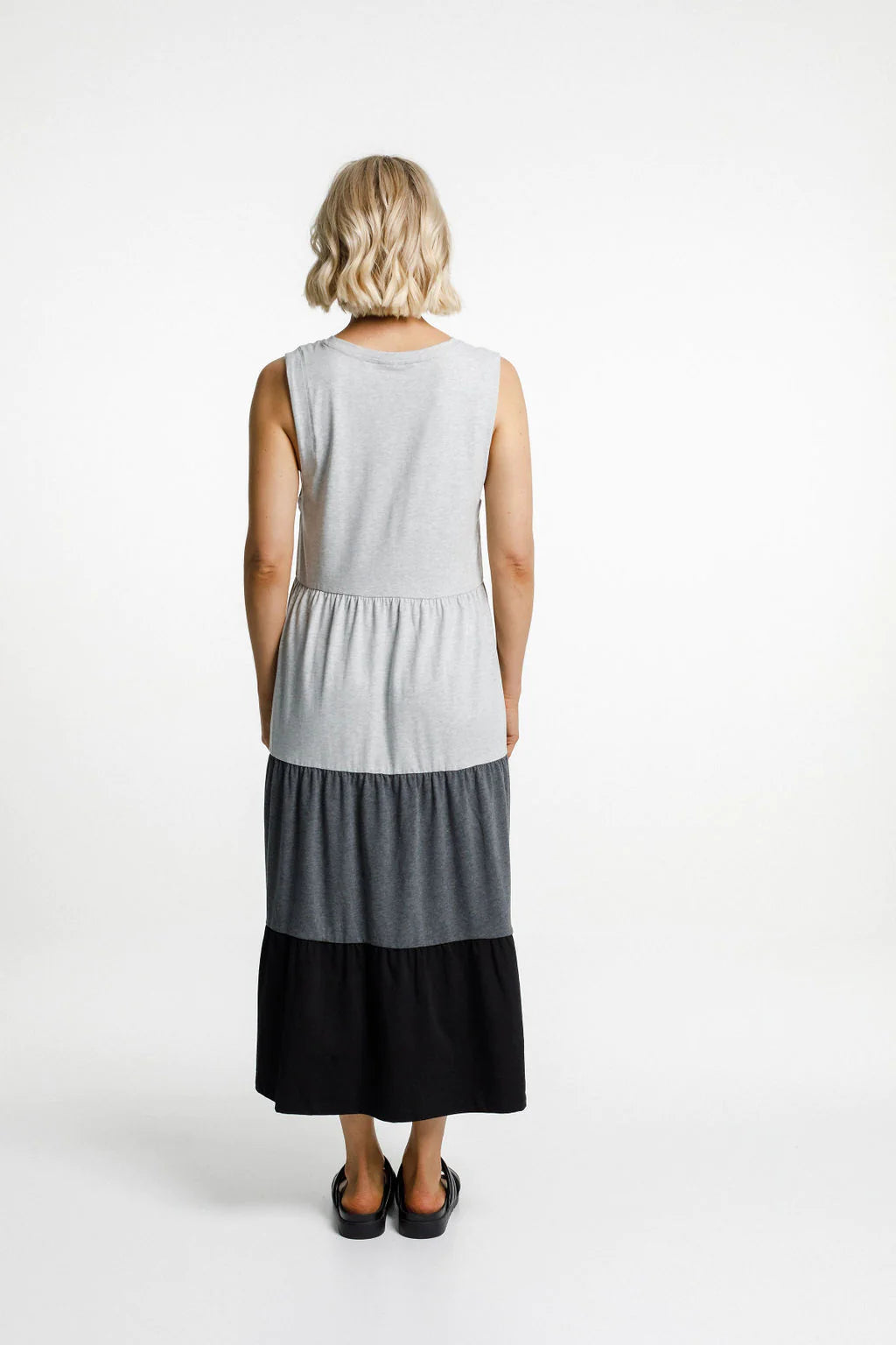 Home-lee Kendall Singlet Dress - Grey/Charcoal/Black