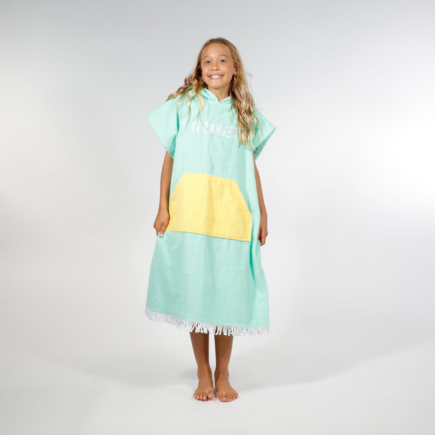 Hello Stranger Kidswear Hooded Poncho Towel | Mint Yellow