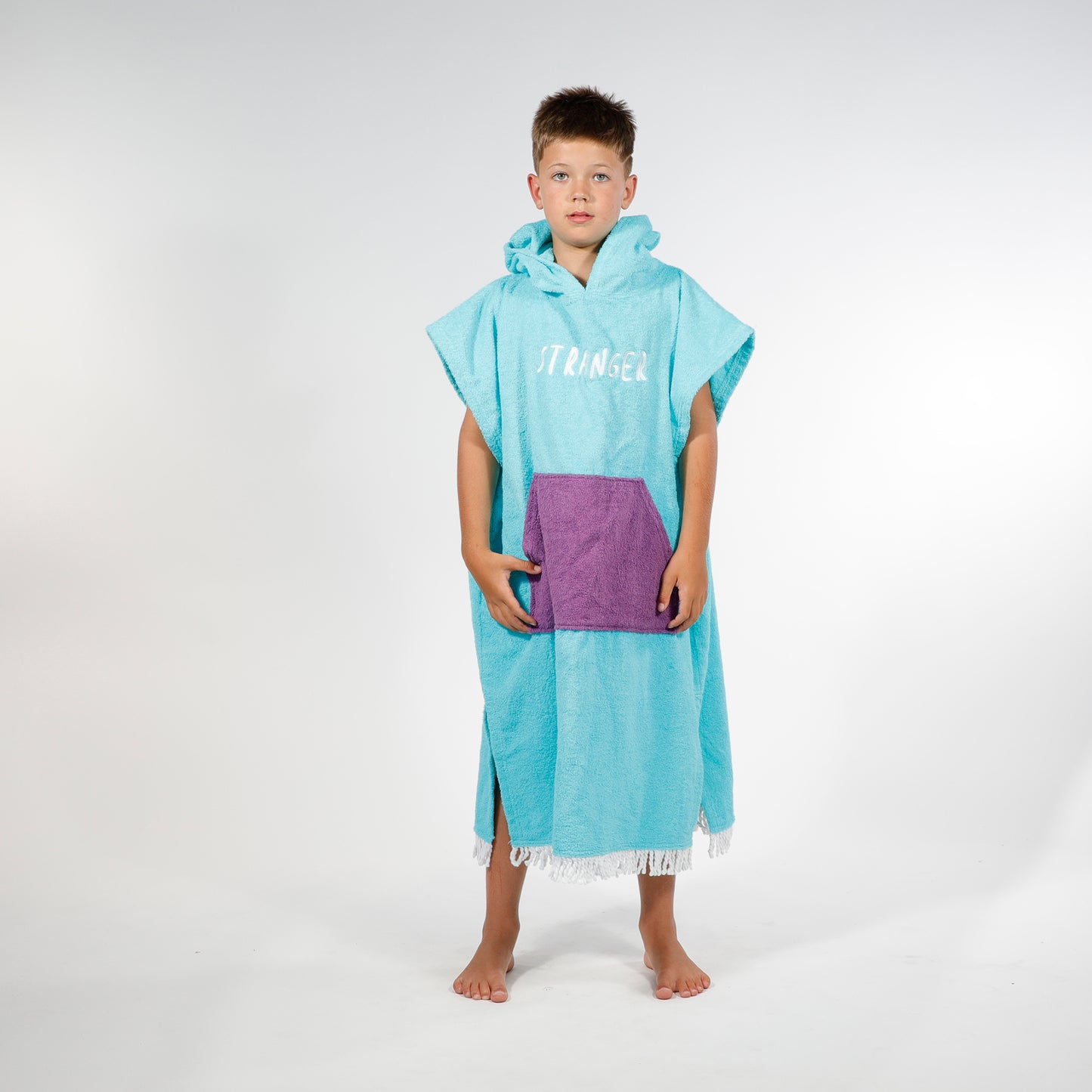 Hello Stranger Kidswear Hooded Poncho Towel | Turquoise Purple