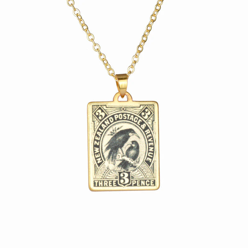 Little Taonga 1898 Pictorial Vintage Stamp Necklace | Huia