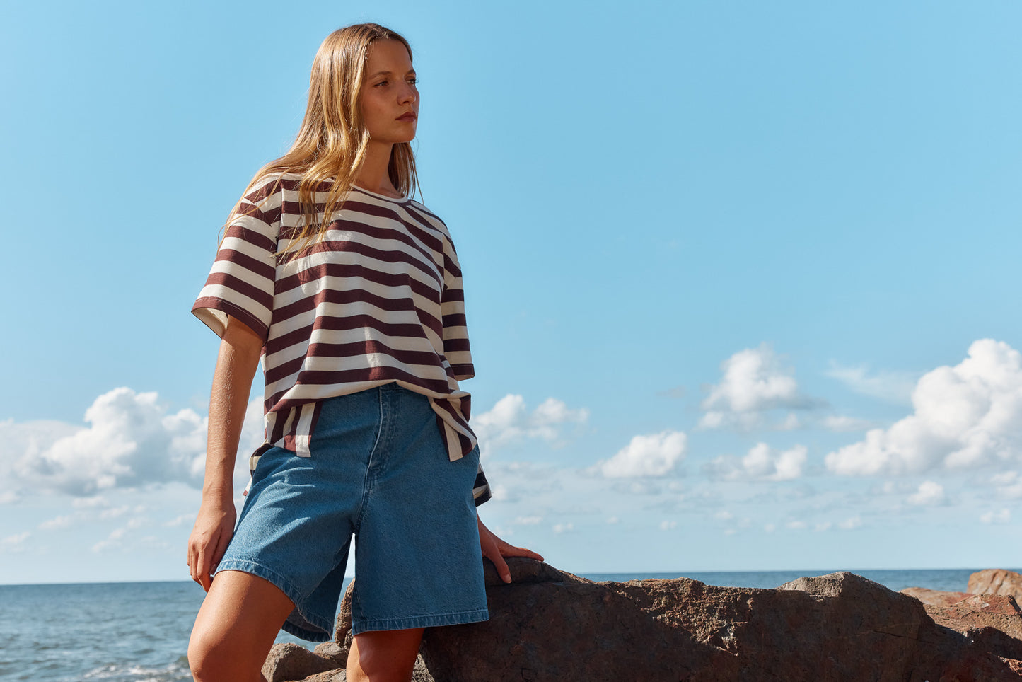 Betty Basics Relax Boxy Tee | Brown Stripe