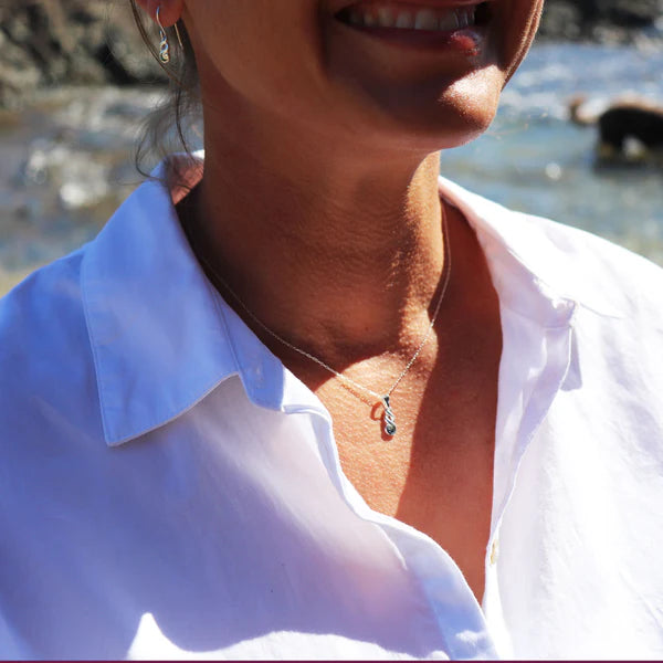 Little Taonga Sterling Silver Paua Pendant Twist Earring