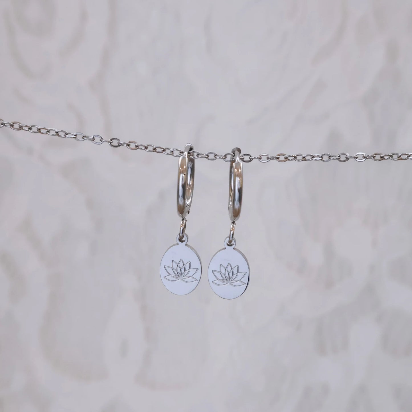 Katy B Oval Lotus Hoop Earrings