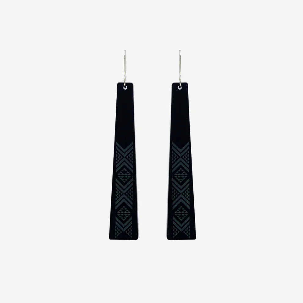 Nichola Earrings - Tāniko I Black