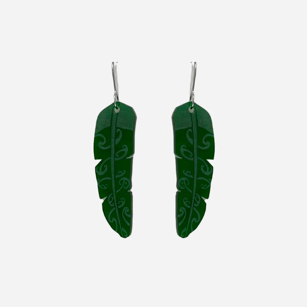 Nichola Earrings - Te Raukura - Green Large