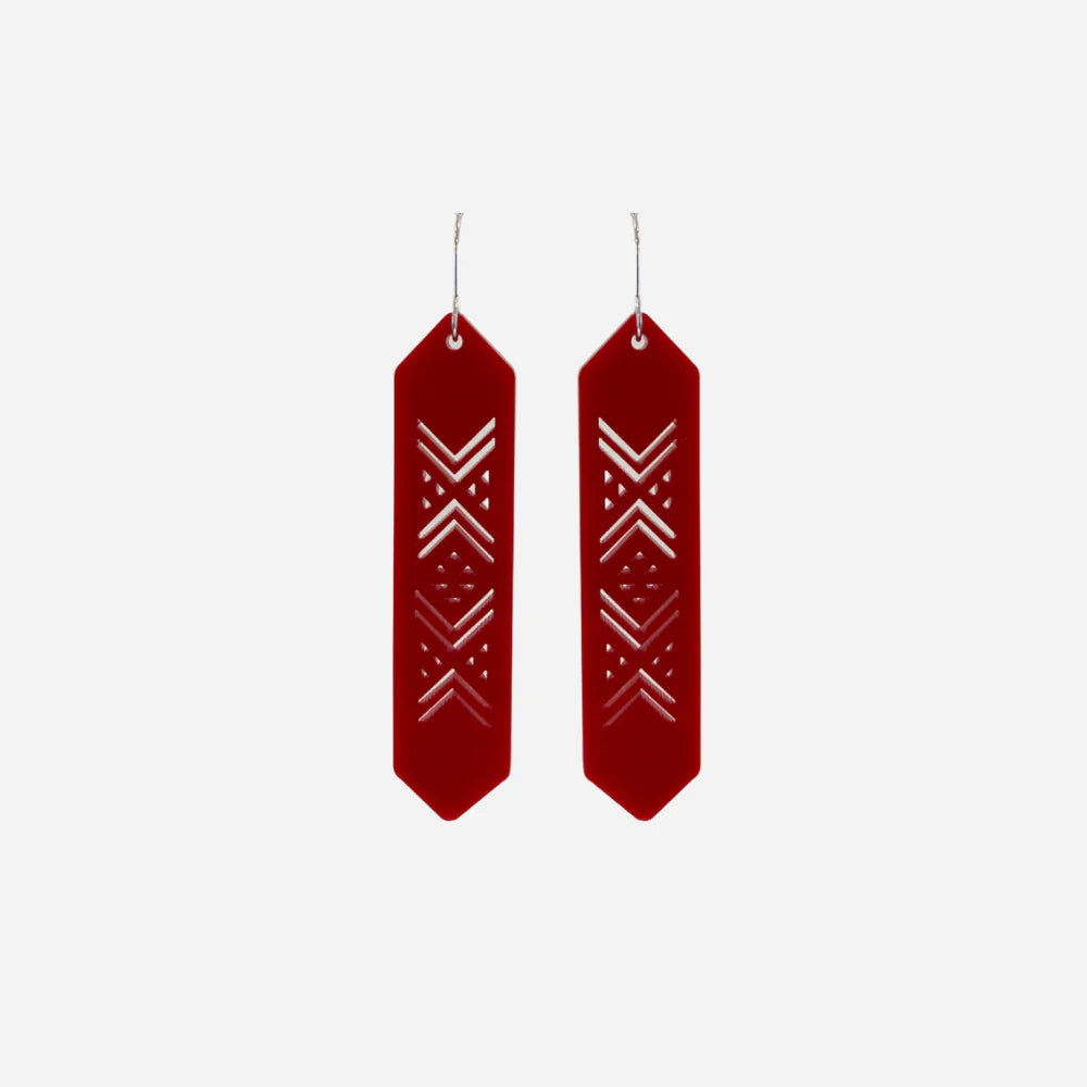 Nichola Earrings - Tāniko | Red Solid