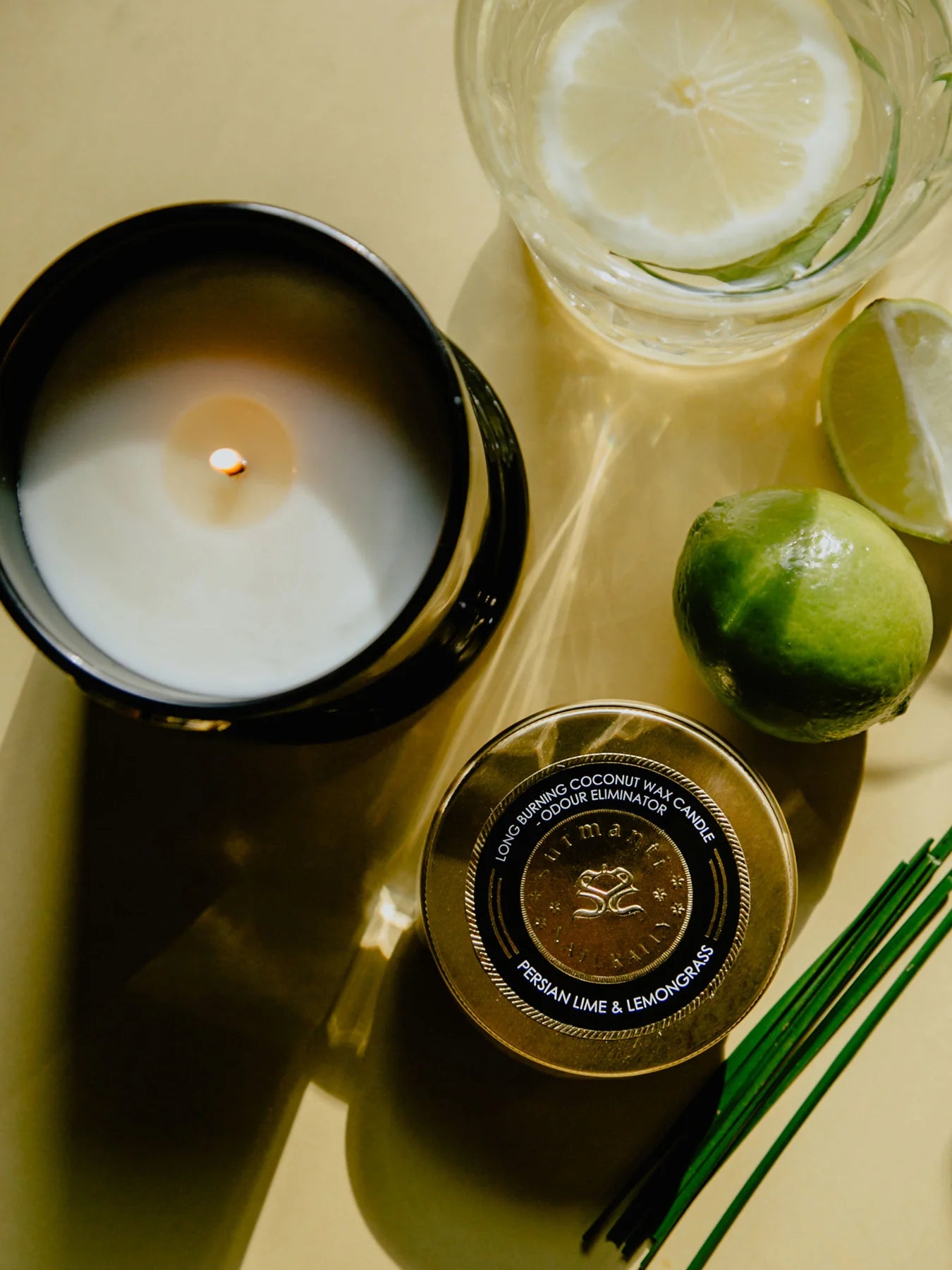 Surmanti Long Burning Eco Soy Candle - Persian Lime & Lemongrass