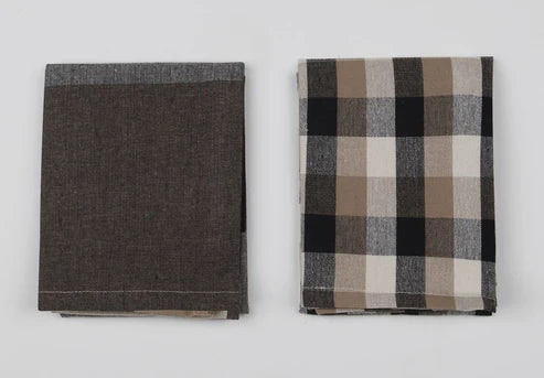 Raine & Humble Tea Towel S/2 | Black Giant Check