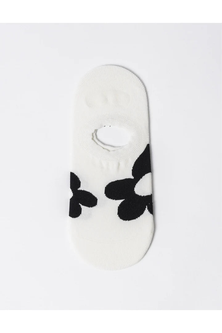 Stella + Gemma No Show Socks | Black Flowers