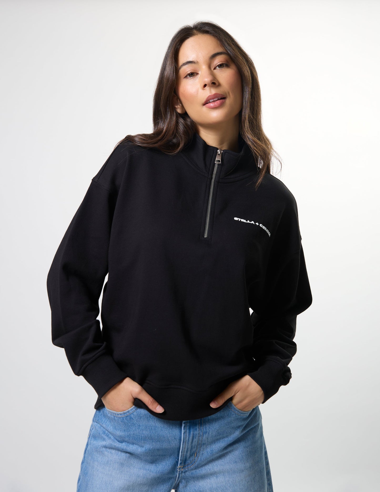 Stella + Gemma Core 1/4 Zip Sweat | Black