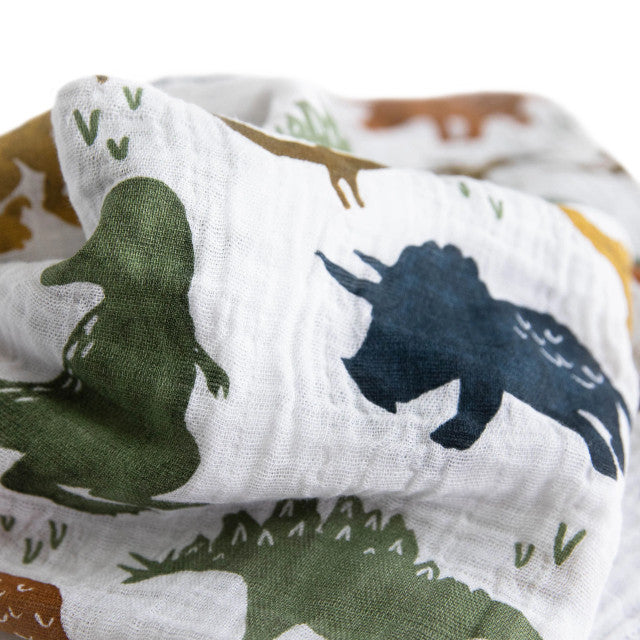 Little Unicorn Single Cotton Muslin Swaddle | Dino Friends