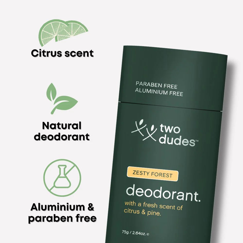 Two Dudes Men's Aluminium Free Deodorant | Zesty Forest