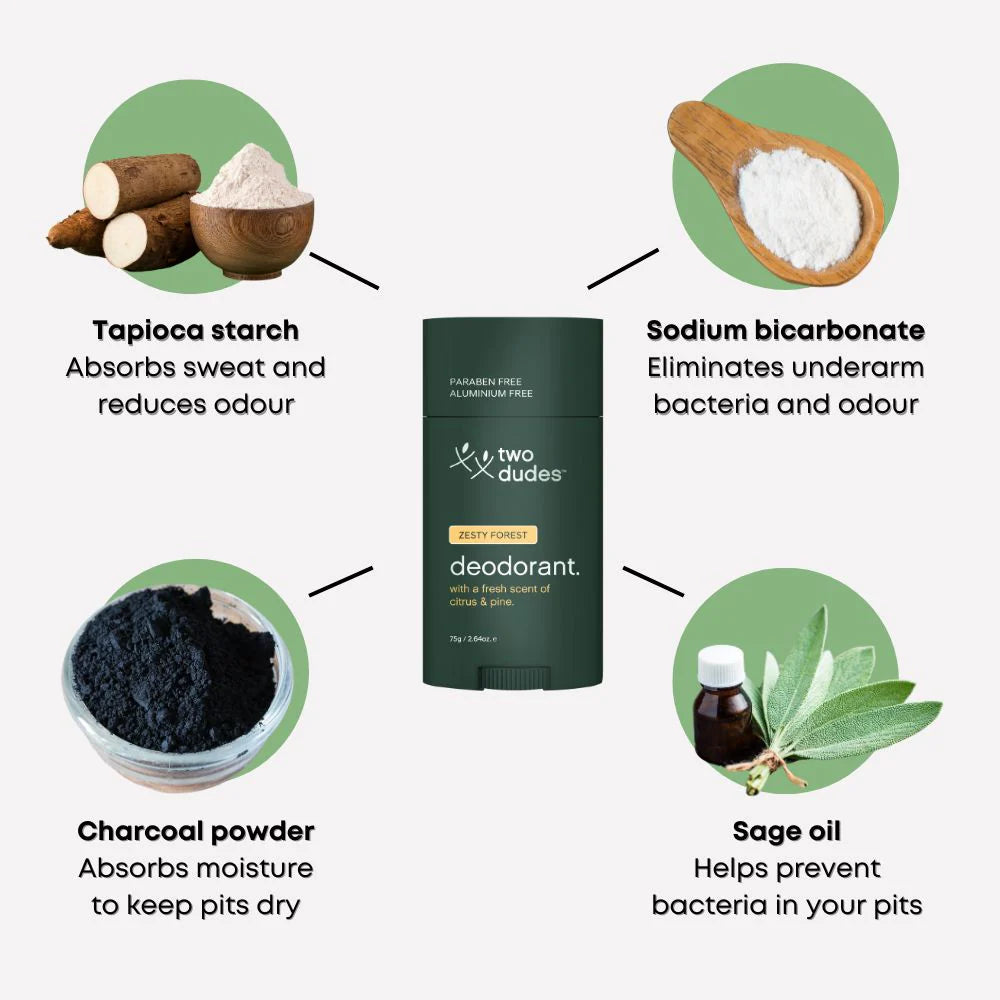 Two Dudes Men's Aluminium Free Deodorant | Zesty Forest