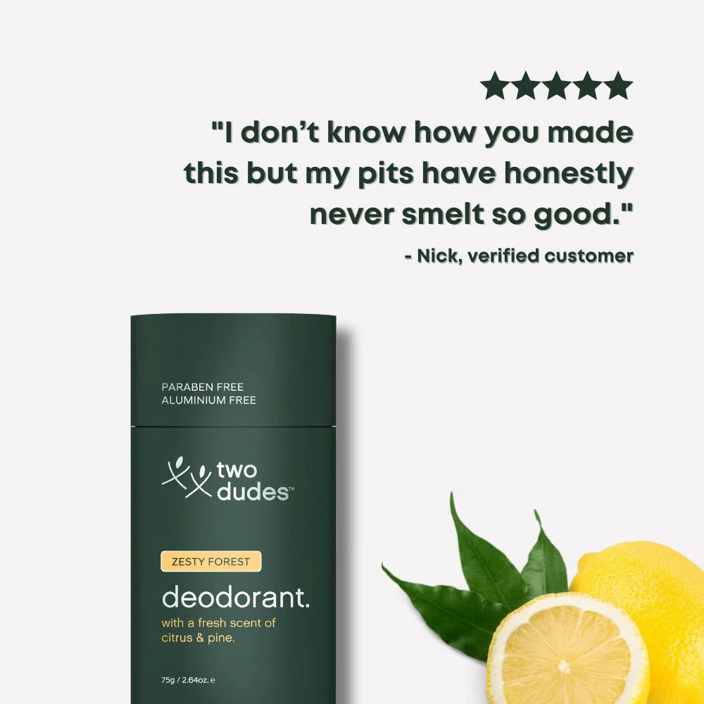 Two Dudes Men's Aluminium Free Deodorant | Zesty Forest