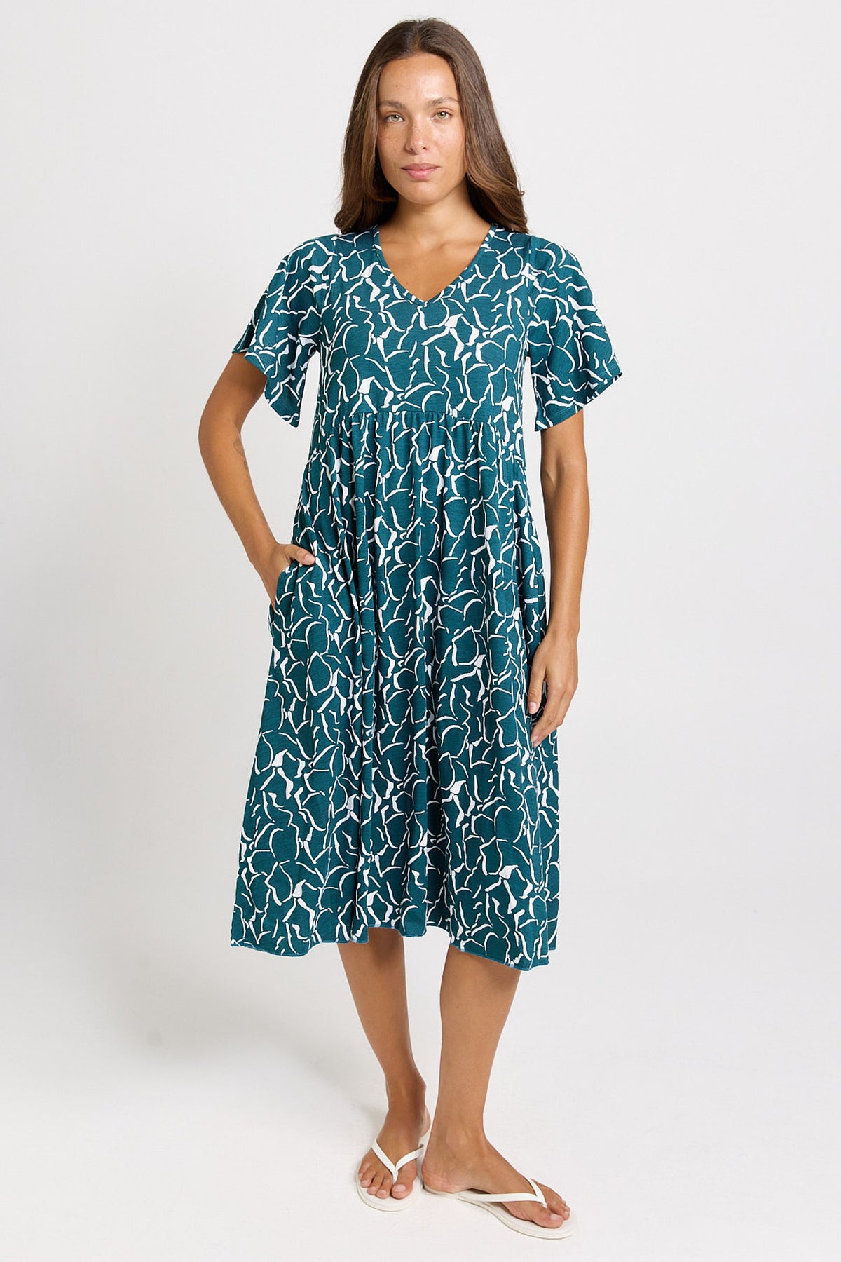 Betty Basics Donna Dress | Teal Petal Print