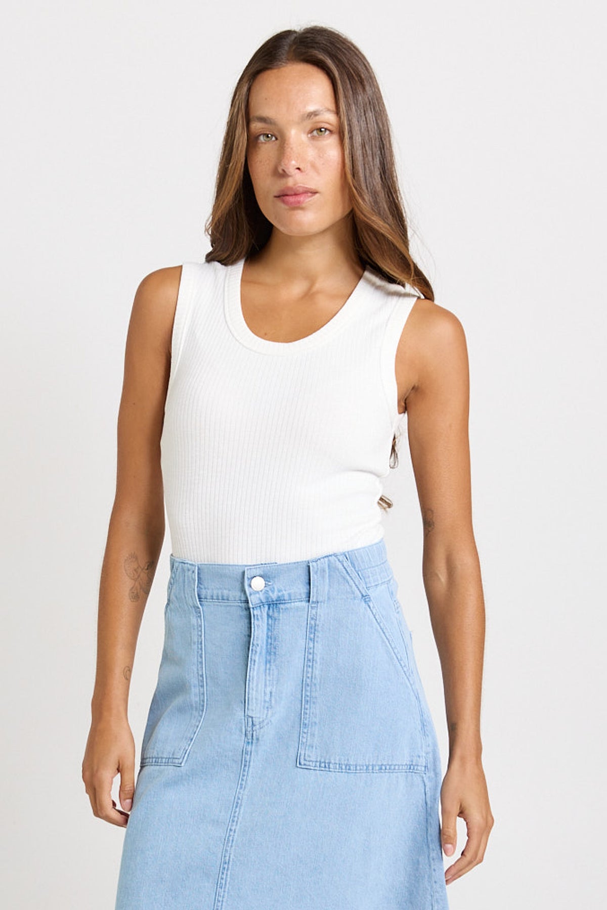 Betty Basics Francis Rib Tank | White