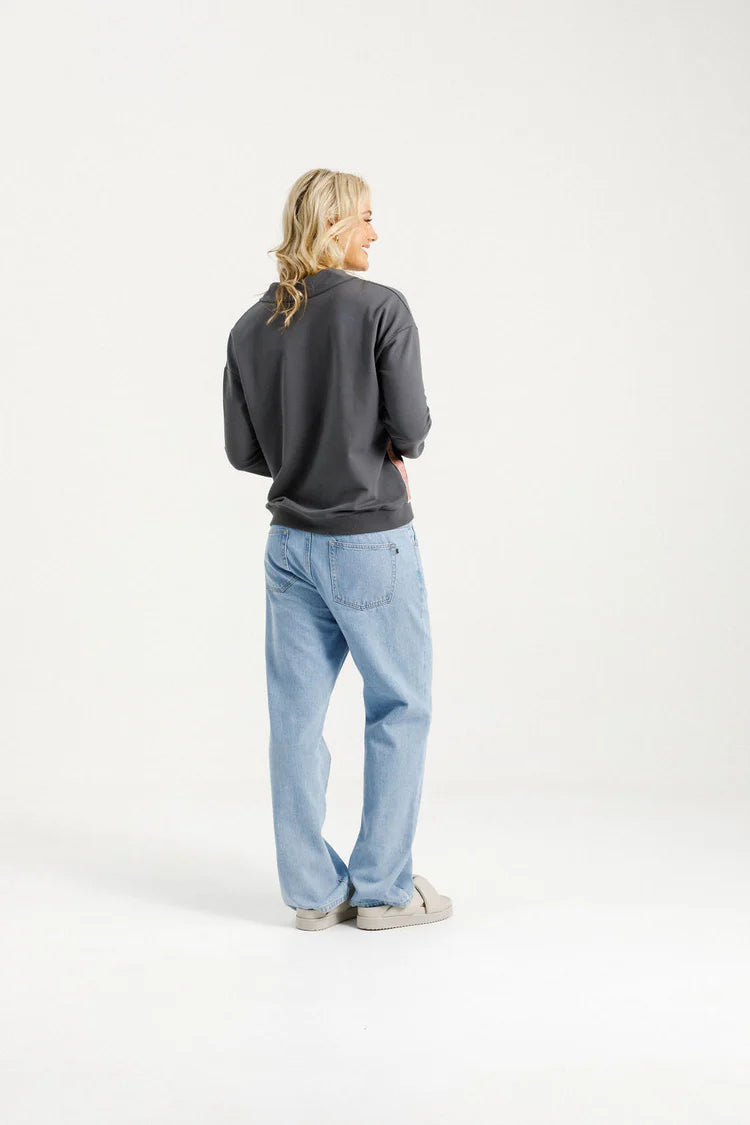 Homelee Camilla Collar Crew | Graphite with Blossom Velvet Ribbon