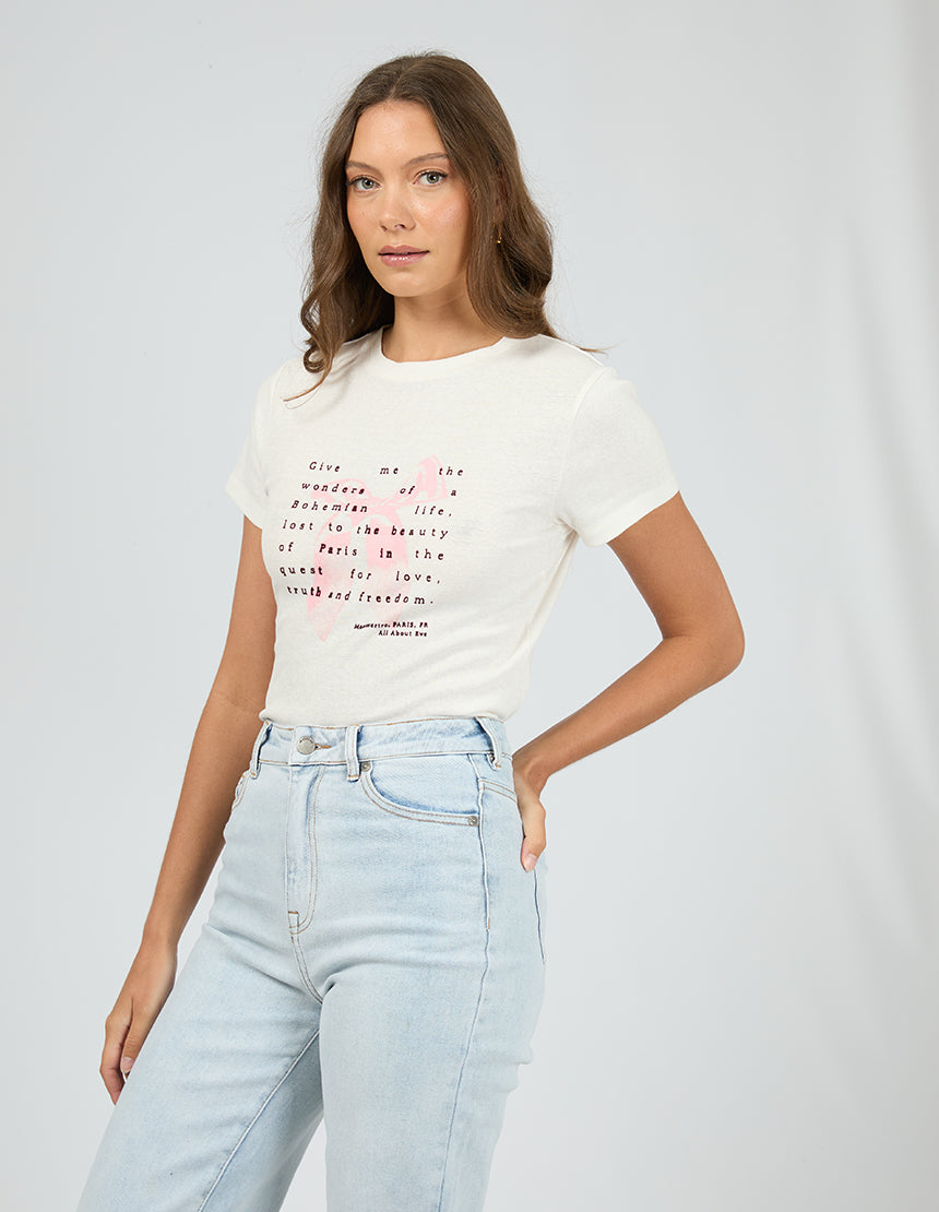 All About Eve Clover Linen Blend Tee | White