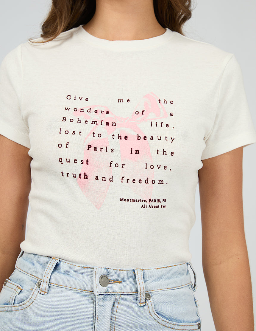 All About Eve Clover Linen Blend Tee | White