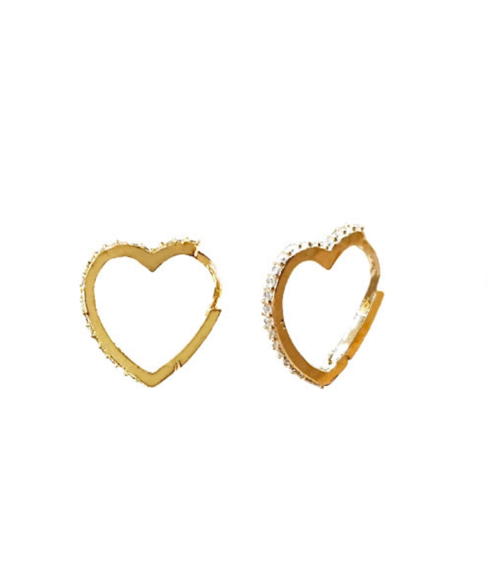 Stella + Gemma Crystal Heart Earrings | Silver or Gold