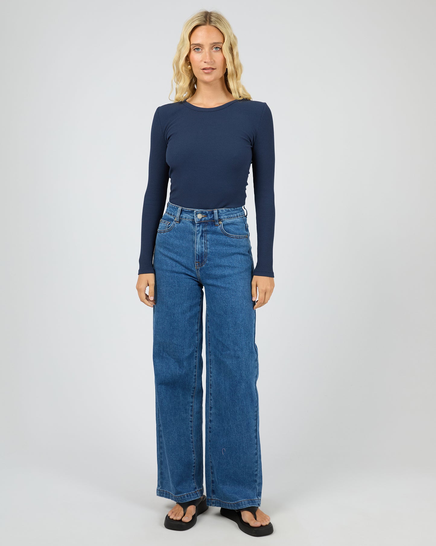 All About Eve Long Sleeve Rib Baby Tee | Navy