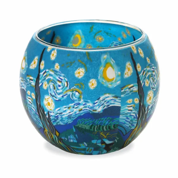 Glowing Glass Tealight Holder - Starry Night