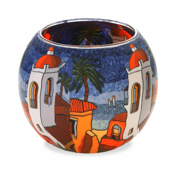 Glowing Glass Tealight Holder - Santorini Sunset