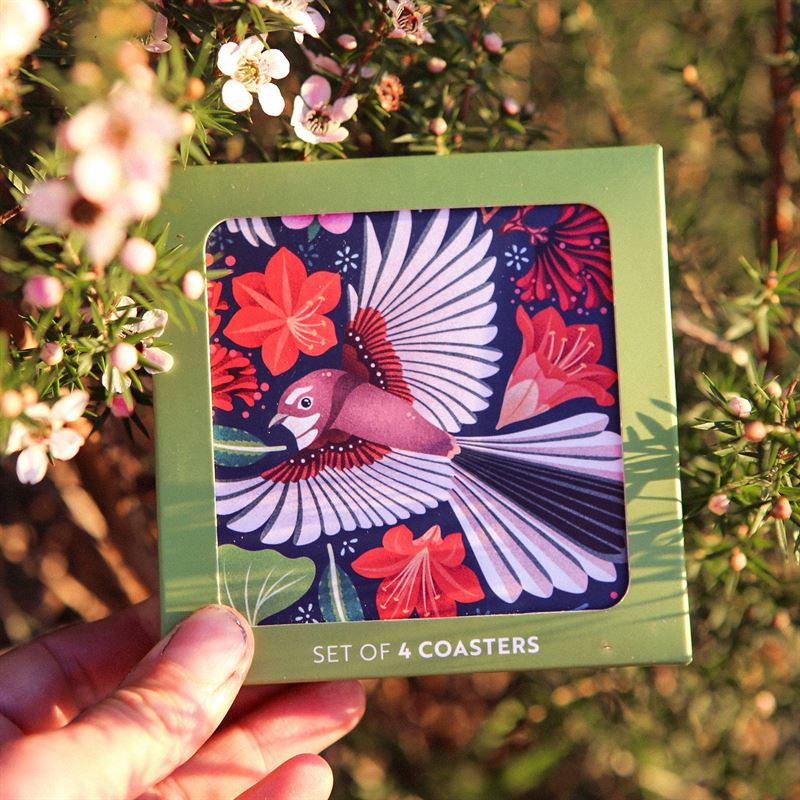 Catherine Marion - Chirpy Fantail Set of 4 - Boxed Coasters