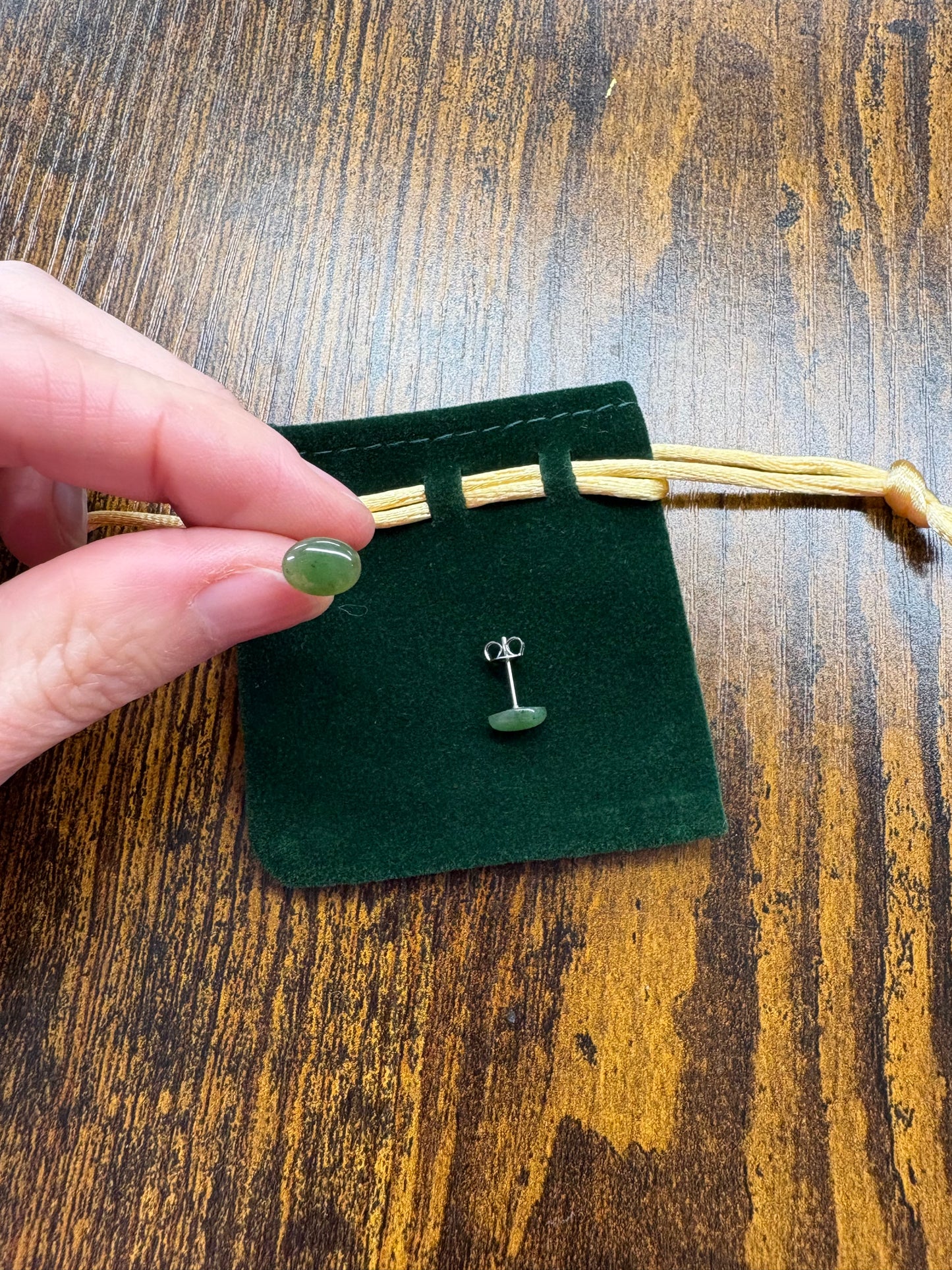 Jaslin Greenstone - Oval Studs