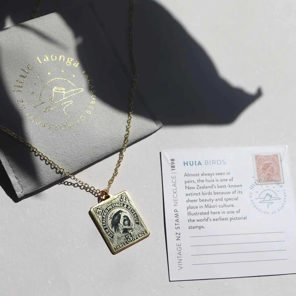 Little Taonga 1898 Pictorial Vintage Stamp Necklace | Huia